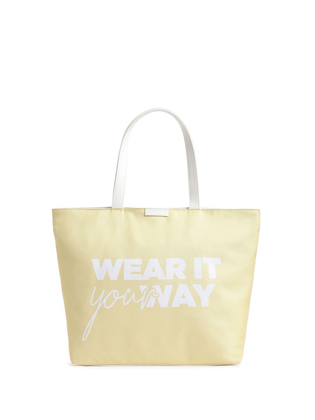 fastrack typography printed oversized shopper tote bag