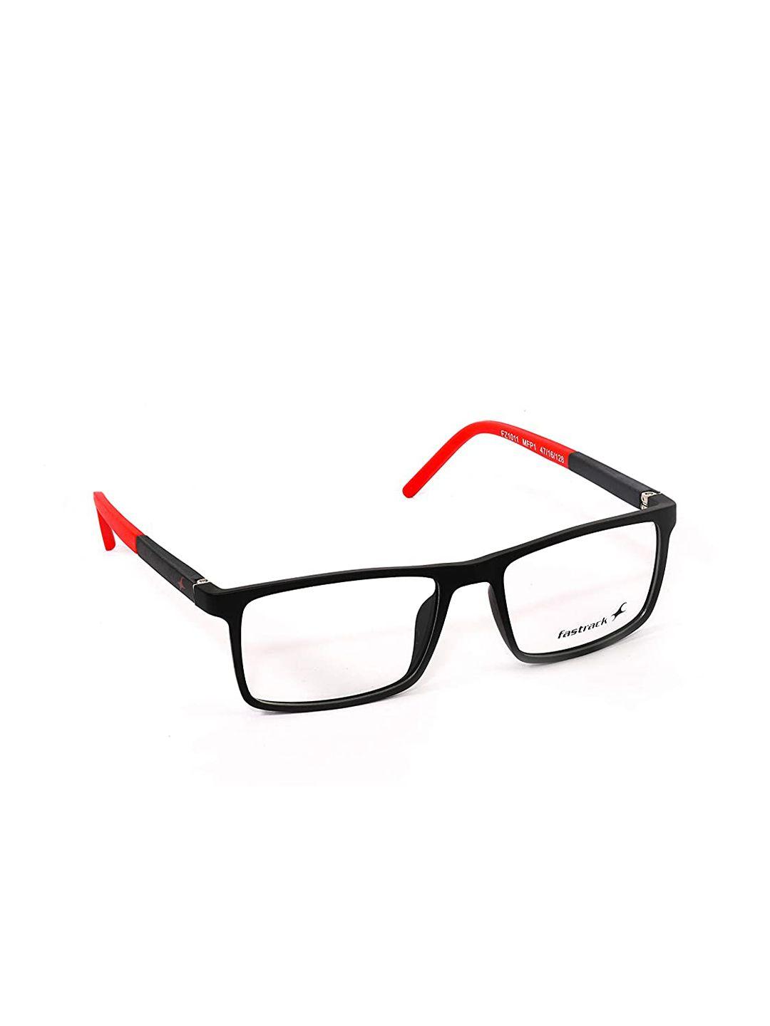 fastrack unisex black & red colourblocked full rim rectangle frames