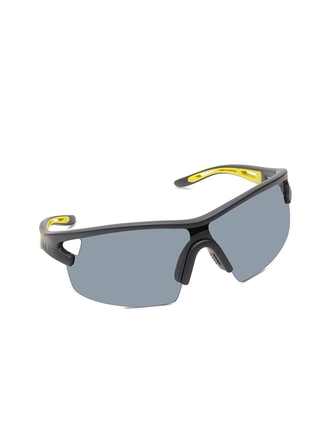 fastrack unisex grey lens & gunmetal-toned sports sunglasses with uv protected lens