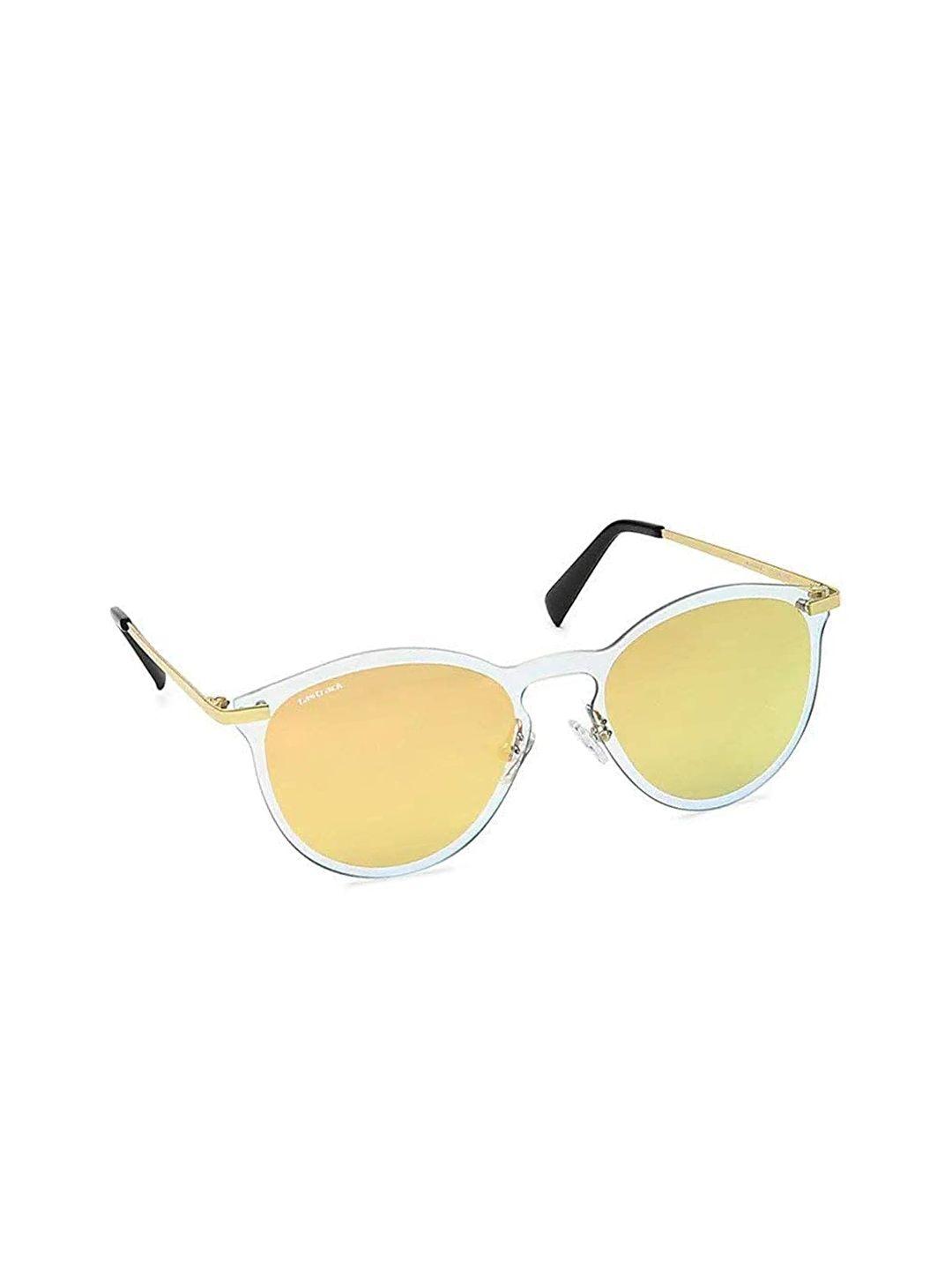 fastrack unisex yellow lens & white round sunglasses with uv protected lens