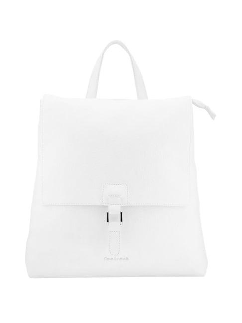 fastrack white faux leather solid backpack