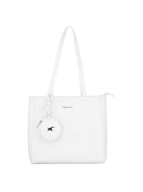 fastrack white solid medium tote handbag