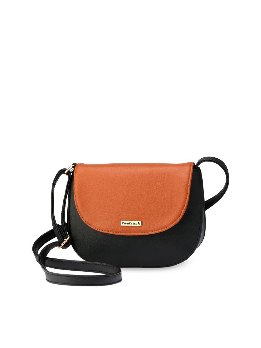 fastrack women black colourblocked structured sling bag