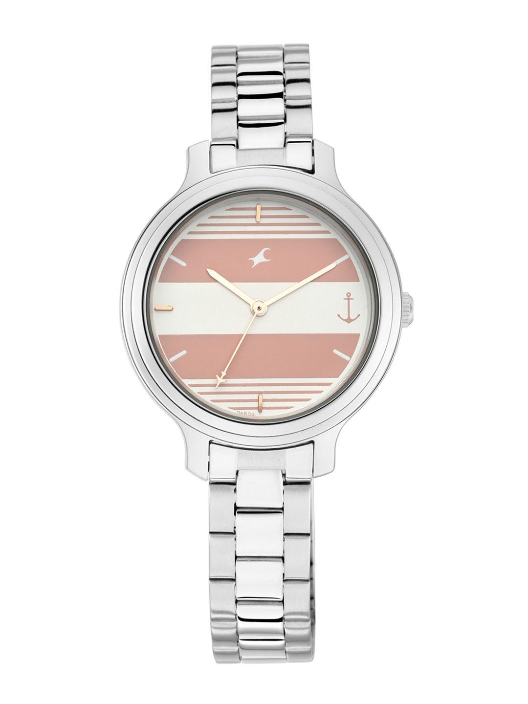 fastrack women peach-coloured analogue watch 6217sm01