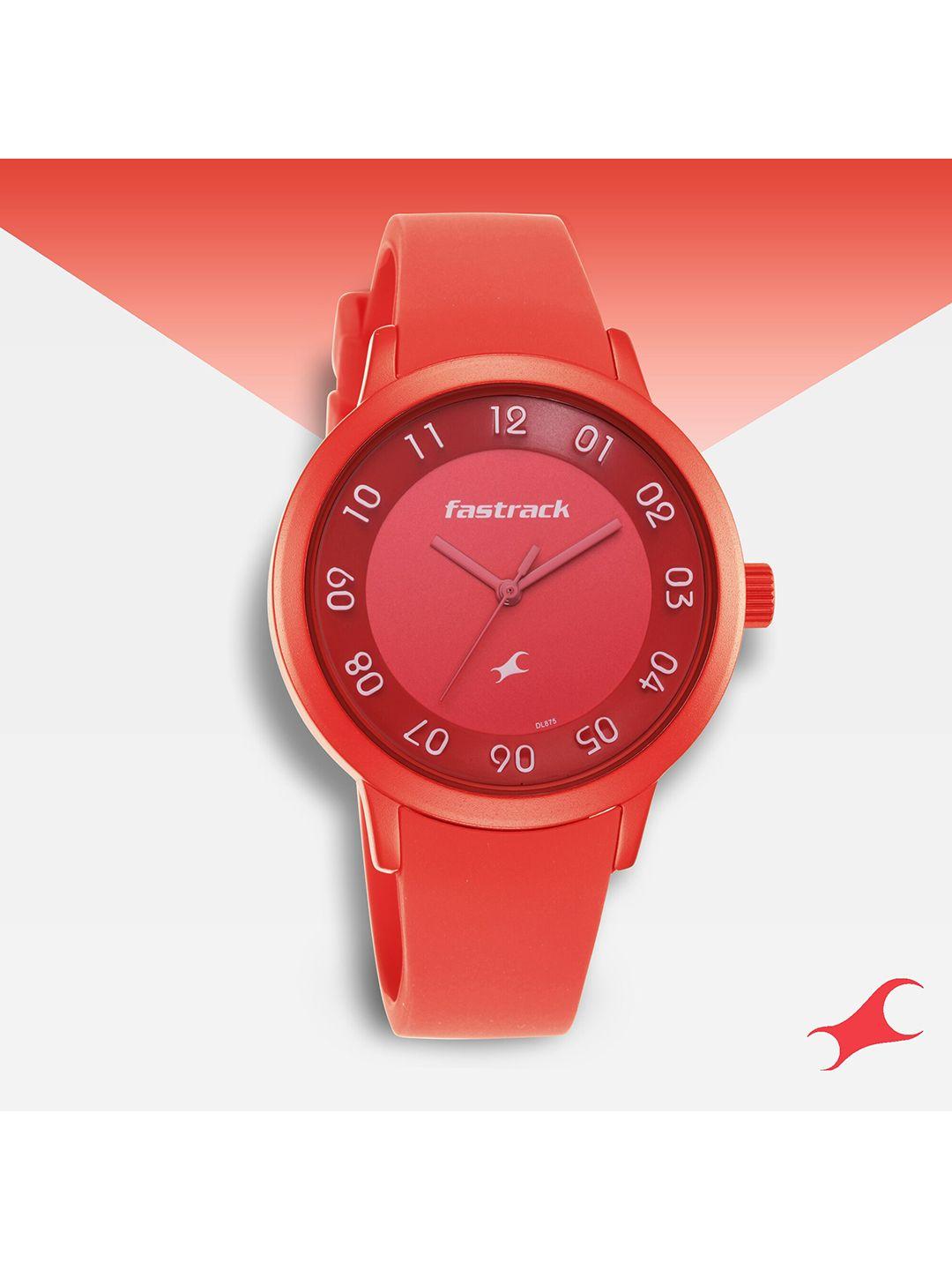 fastrack women red aluminium analogue watch 68025ap02