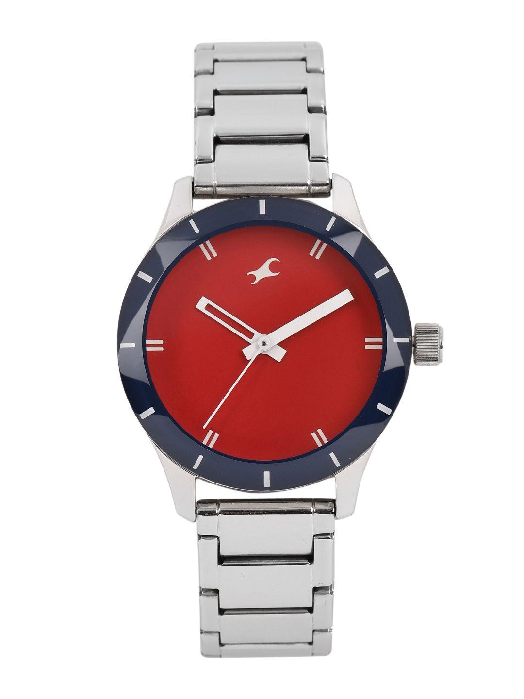 fastrack women red analogue watch nk6078sm05