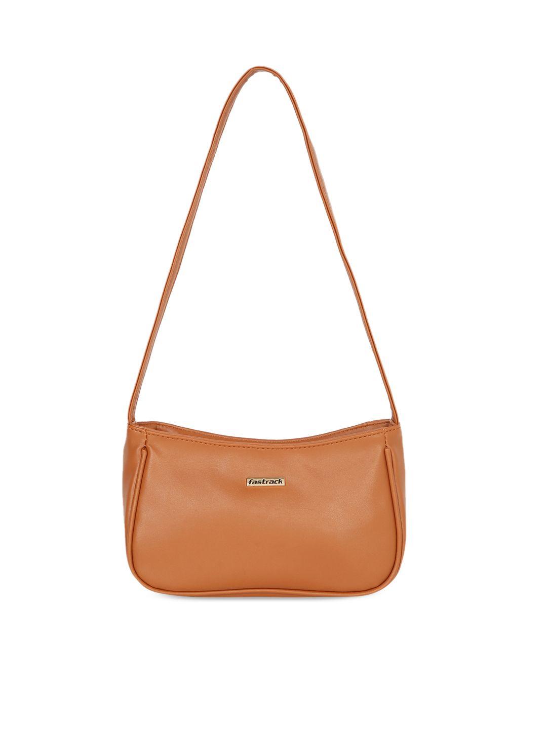 fastrack women tan structured sling bag