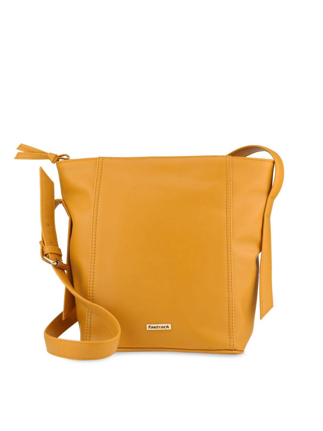 fastrack yellow pu structured sling bag