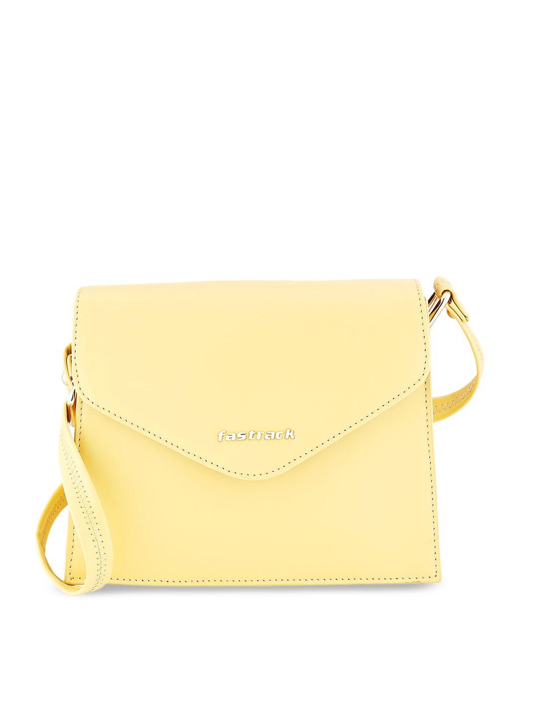 fastrack yellow pu structured sling bag