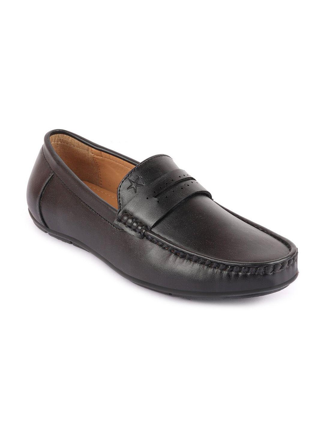 fausto men black pu casual loafers