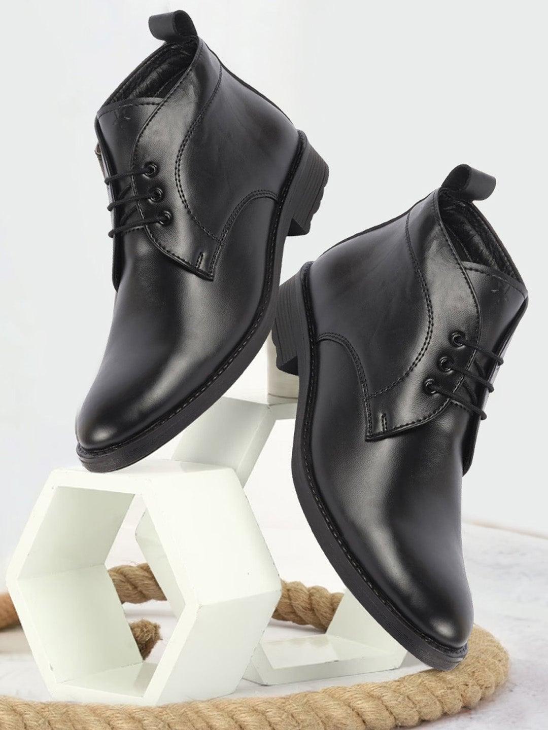 fausto men mid-top leather desert boots