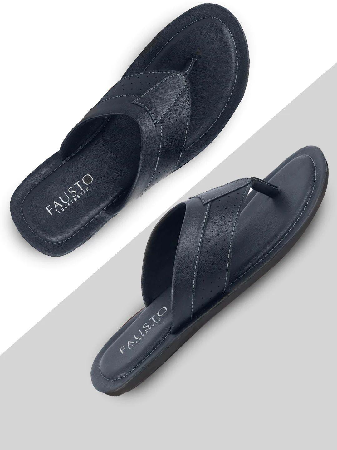 fausto men navy blue comfort sandals