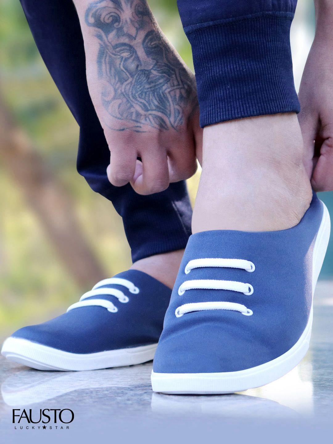 fausto men navy blue slip-on sneakers