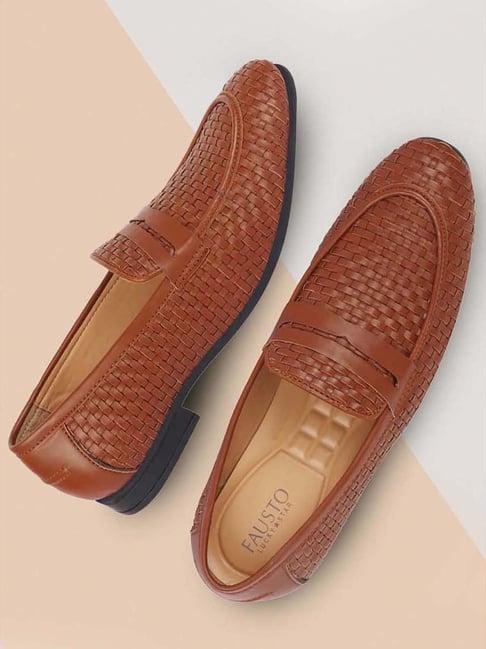 fausto men's tan casual loafers