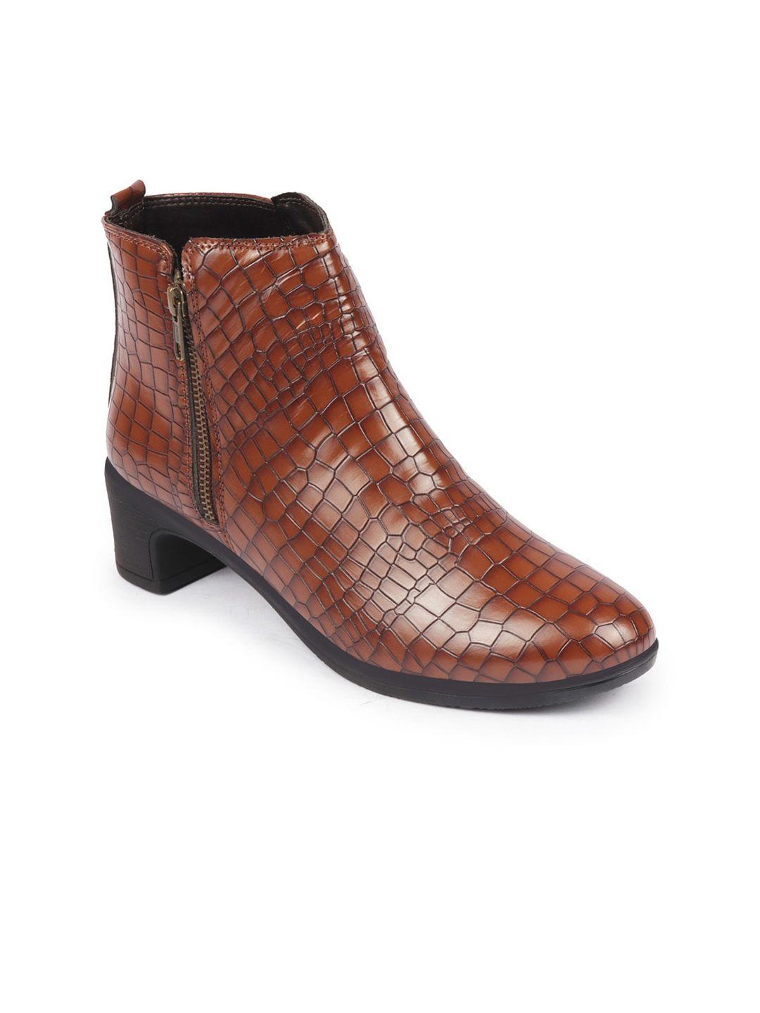 fausto women textured block heeled regular boots