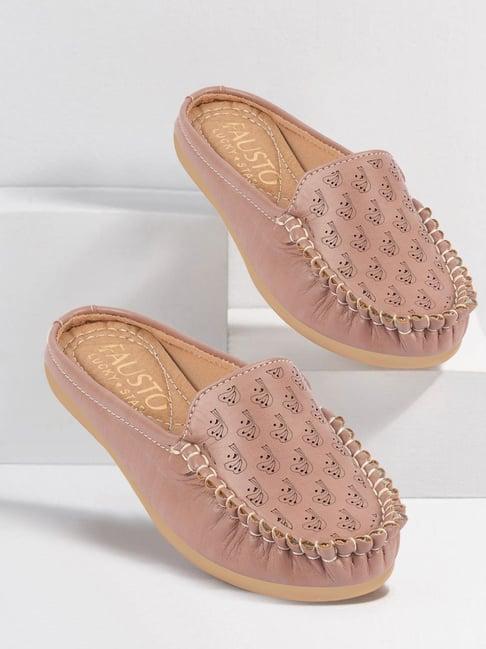 fausto women's peach mule shoes