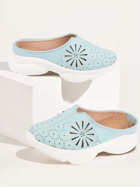 fausto women's sky blue mule shoes