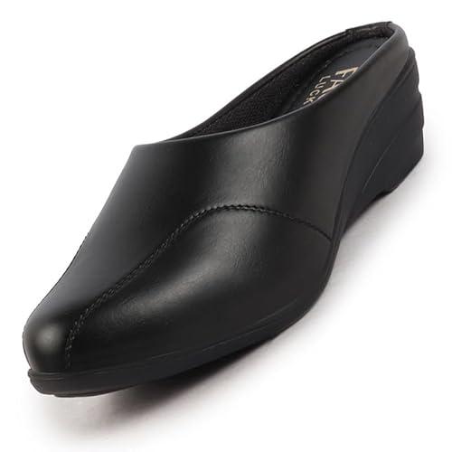 fausto fst fjdwc-7024 black-38 women's black formal back open platform wedge heel slip on mule shoes (5 uk)