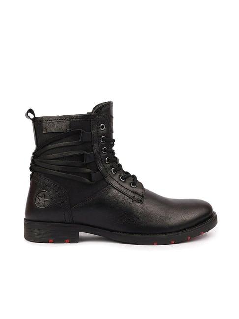 fausto men's black biker boots