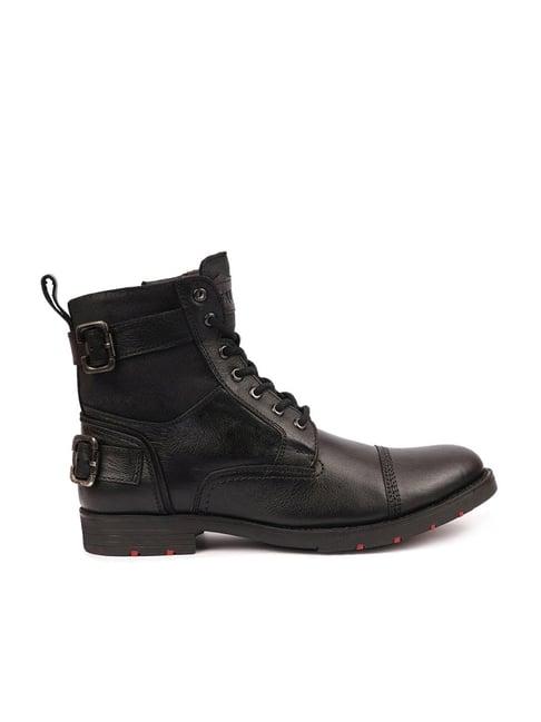 fausto men's black biker boots