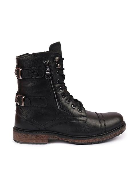 fausto men's black biker boots