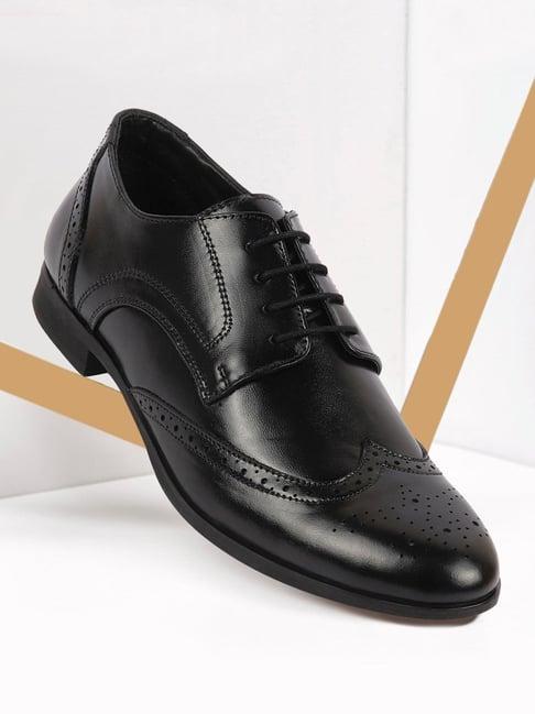 fausto men's black brogue shoes