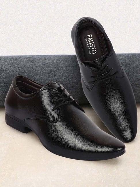 fausto men's black derby shoes