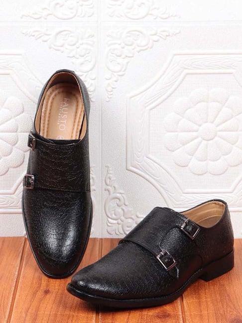 fausto men's black monk shoes