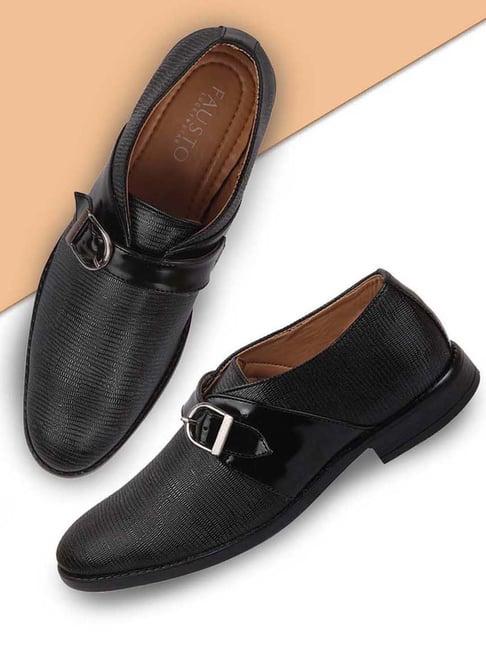 fausto men's black monk shoes