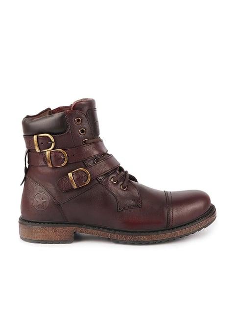 fausto men's brown biker boots