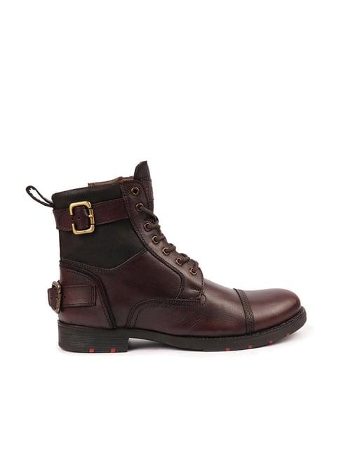 fausto men's brown biker boots