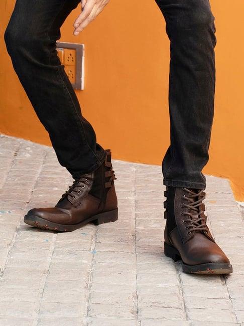 fausto men's brown biker boots