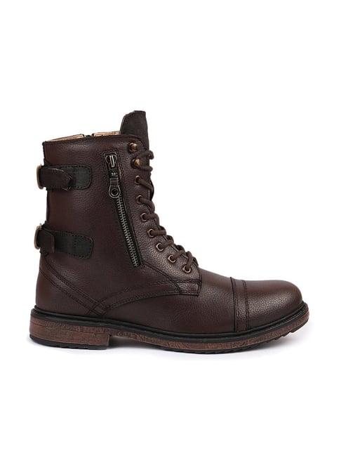 fausto men's brown biker boots