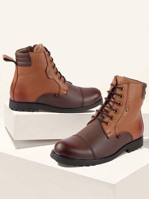 fausto men's brown biker boots