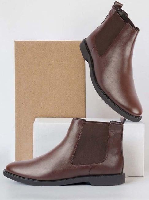 fausto men's brown chelsea boots