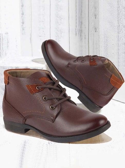 fausto men's brown derby boots