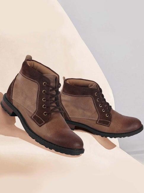 fausto men's brown derby boots