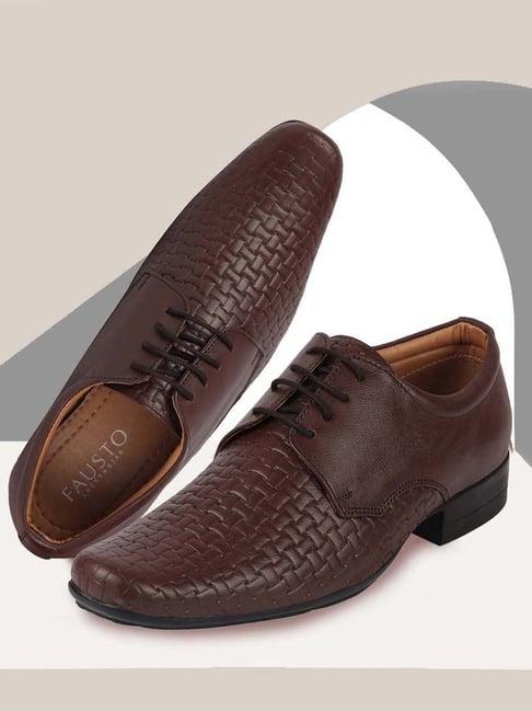 fausto men's brown derby shoes