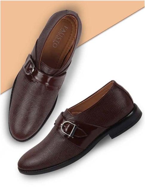 fausto men's brown monk shoes