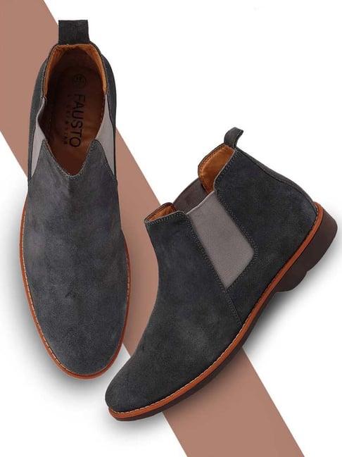 fausto men's grey chelsea boots