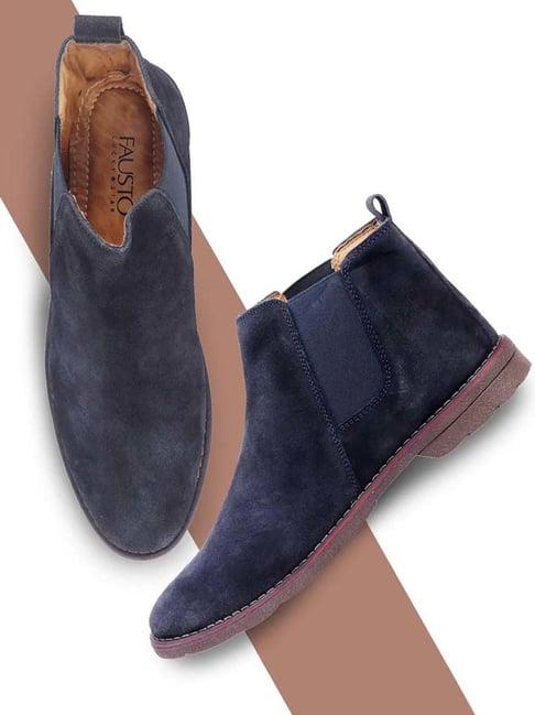 fausto men's navy chelsea boots