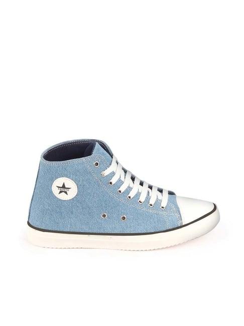 fausto men's sky blue ankle high sneakers