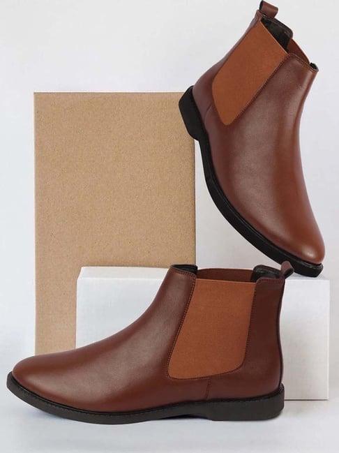 fausto men's tan chelsea boots