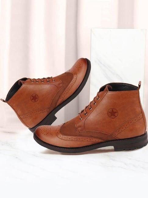 fausto men's tan derby boots