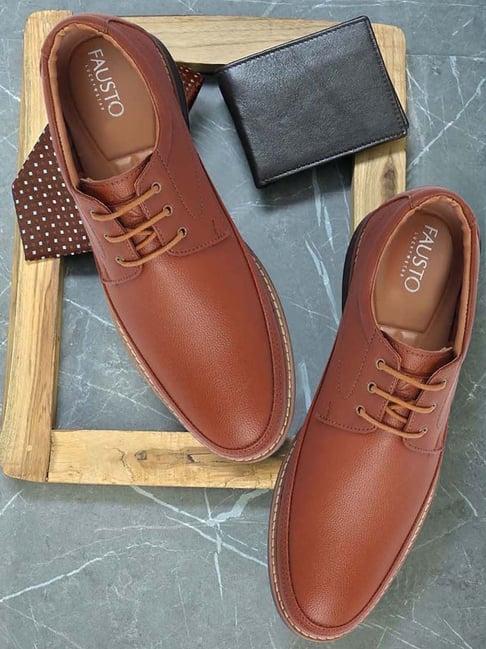 fausto men's tan derby shoes