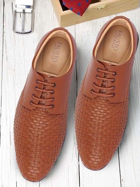 fausto men's tan derby shoes