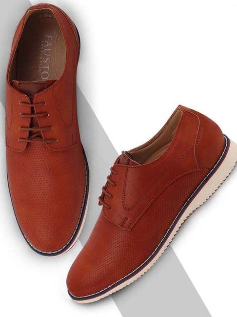 fausto men's tan derby shoes