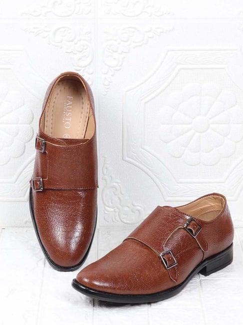 fausto men's tan monk shoes