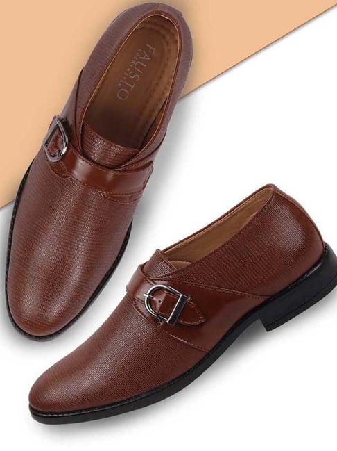 fausto men's tan monk shoes