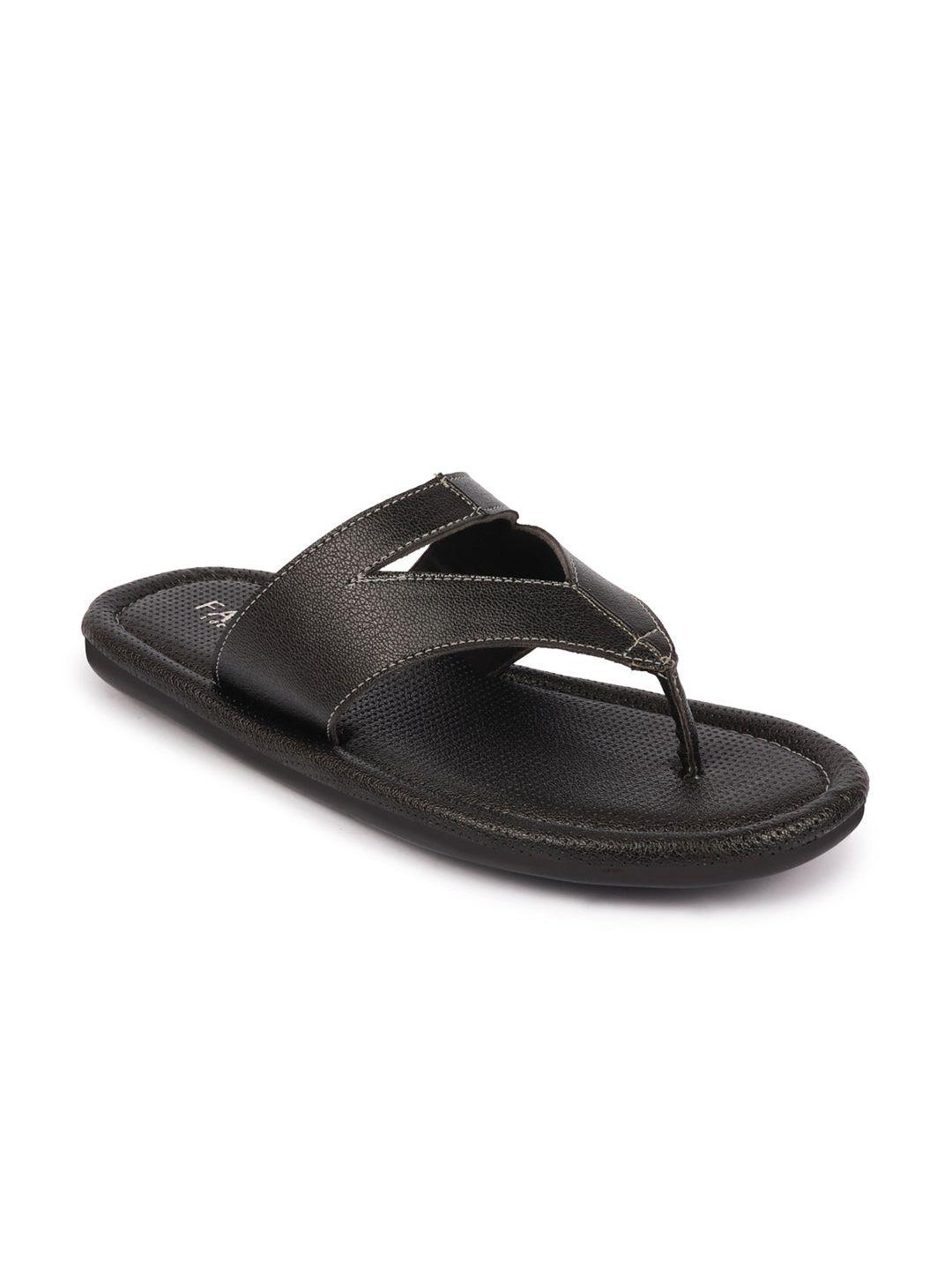 fausto men black & white textured outdoor thong flip-flops